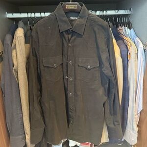 Tom Ford Men’s Black Corduroy Western Snap-Button Shirt – Size 41 / 16